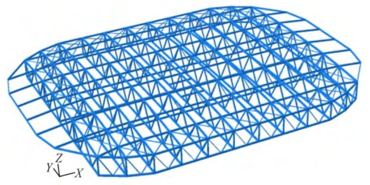 体育馆比赛馆结构设计与分析-屋盖主桁架计算模型