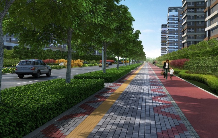 [天津] 生态城慢行道路系统铺装方案汇报-人行道为页岩砖