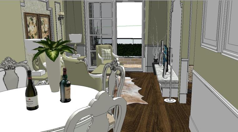 CAD家具室内模型资料下载-万景江城家装SU室内模型