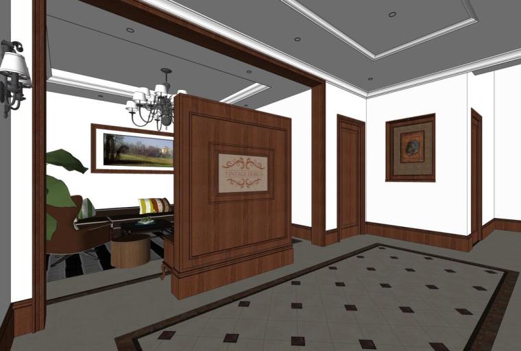 建筑学院楼室内模型资料下载-欧式风格风格家装SU室内模型