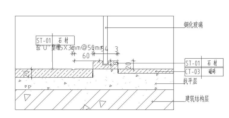 室内地面材料剖面详图设计