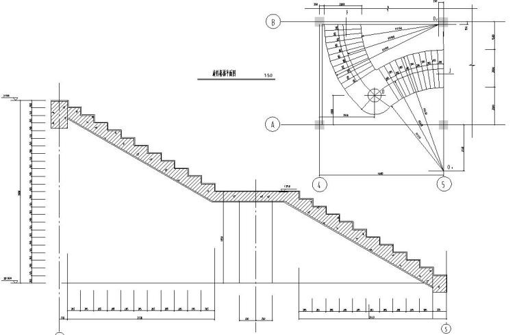 建筑楼梯大样详图cad资料下载-旋转楼梯大样详图设计