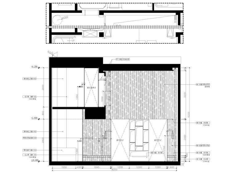 [北京]624㎡四居别墅样板间装修设计施工图-客厅立面图