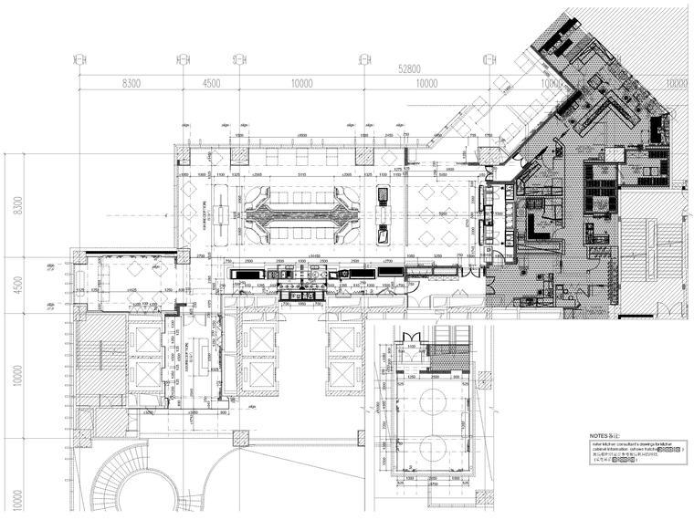 [广州]五星级酒店全日制餐厅室内装修施工图-餐厅放线图