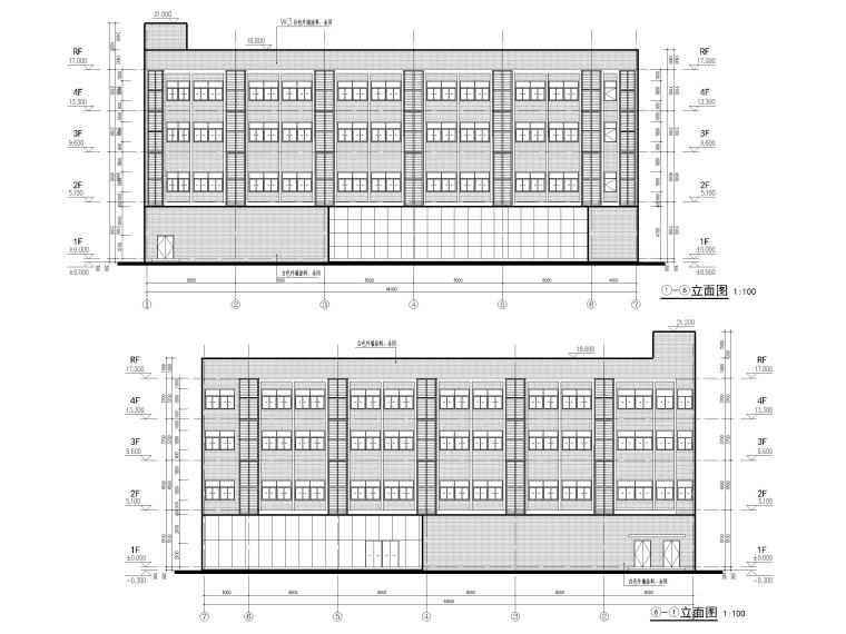 长沙智能终端产业双创孵化基地建筑施工图-餐厅立面图