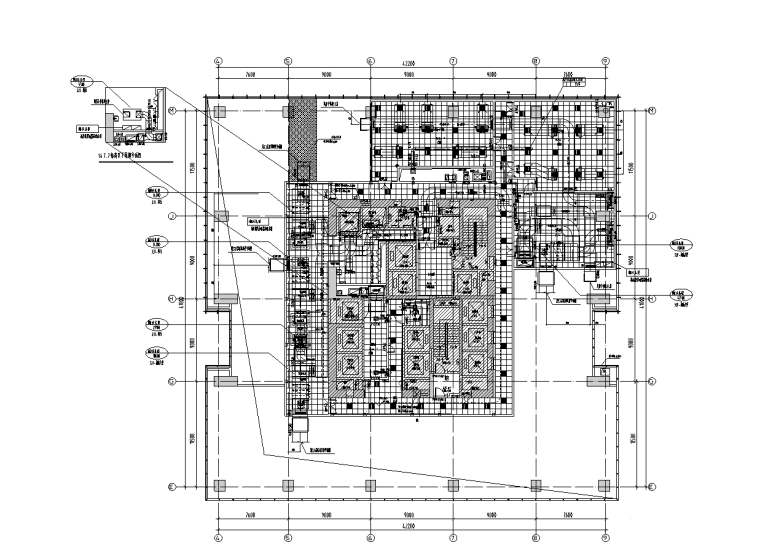 江苏超高层商业综合体暖通施工图-三十四层暖通空调风管平面图