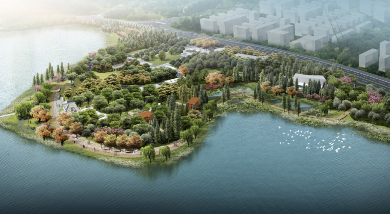 环湖景观改造工程资料下载-[湖北]武汉墨水湖公园及环湖绿道景观方案