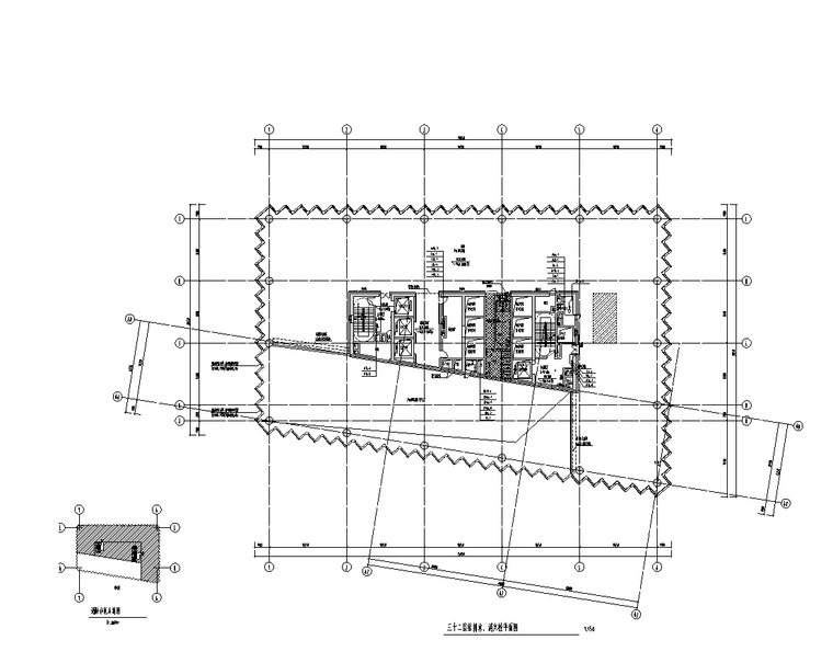 深圳8万平高层建筑给排水施工图-三十二层给排水、消火栓平面图