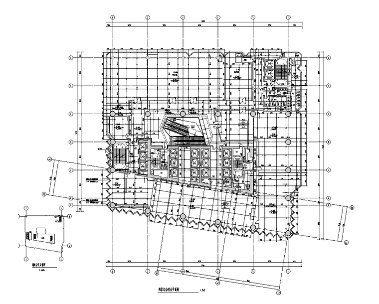 深圳8万平高层建筑给排水施工图-四层自动喷水平面图