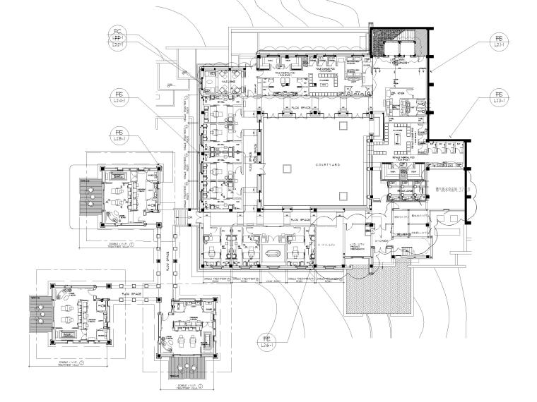 五星度假酒店CAD资料下载-[武汉]五星度假酒店别墅&SPA区装修施工图