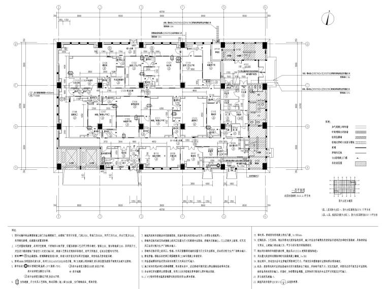 4层框架结构洁净厂房全套图纸下载_设计院-一层平面图