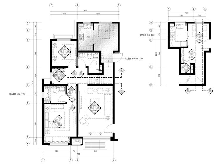 [上海]87㎡简欧两居室家装户型样板间施工图-平面索引图