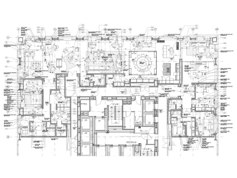 平层豪宅平面效果图资料下载-[​北京]银泰543㎡三居平层装修设计施工图