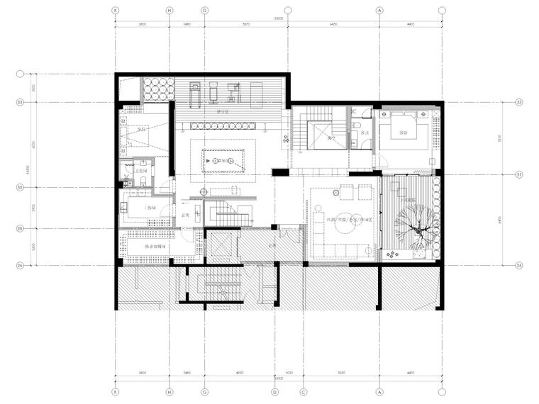 [郑州]762㎡现代四居别墅样板房装修施工图-夹层设计平面图