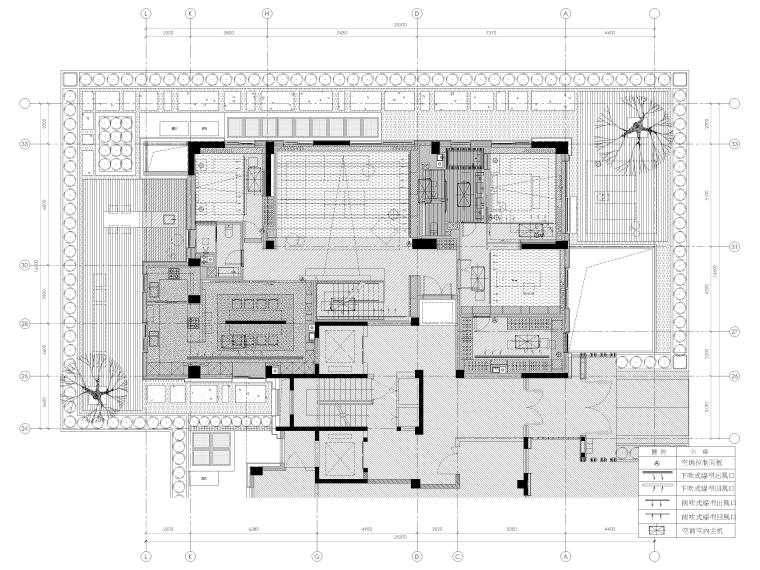 [郑州]762㎡现代四居别墅样板房装修施工图-一层空调布置图