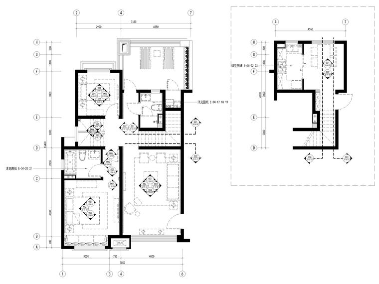 家装灯具材料资料下载-[上海]153㎡现代两居家装户型样板间施工图