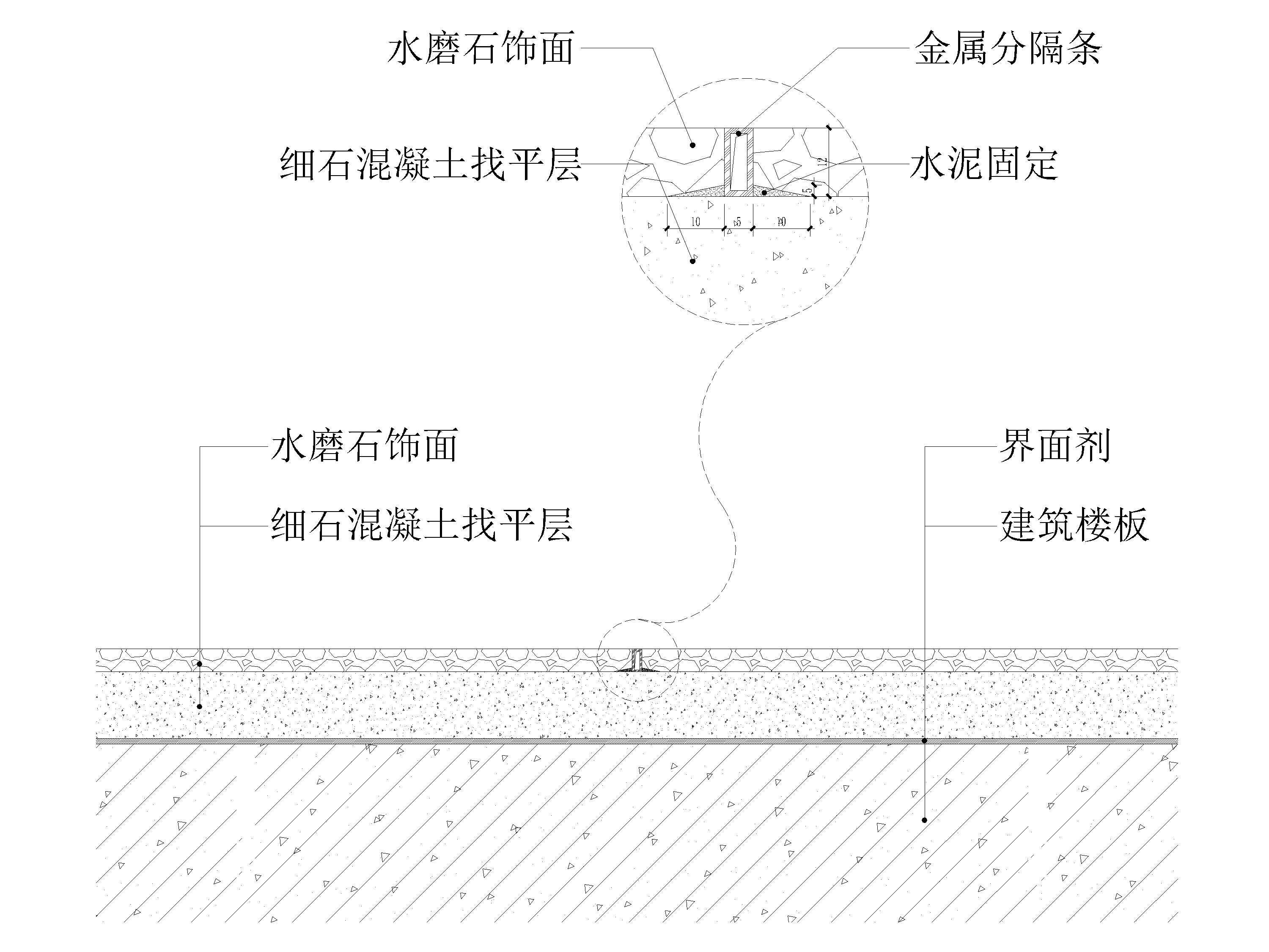 水磨石地面大样图图片