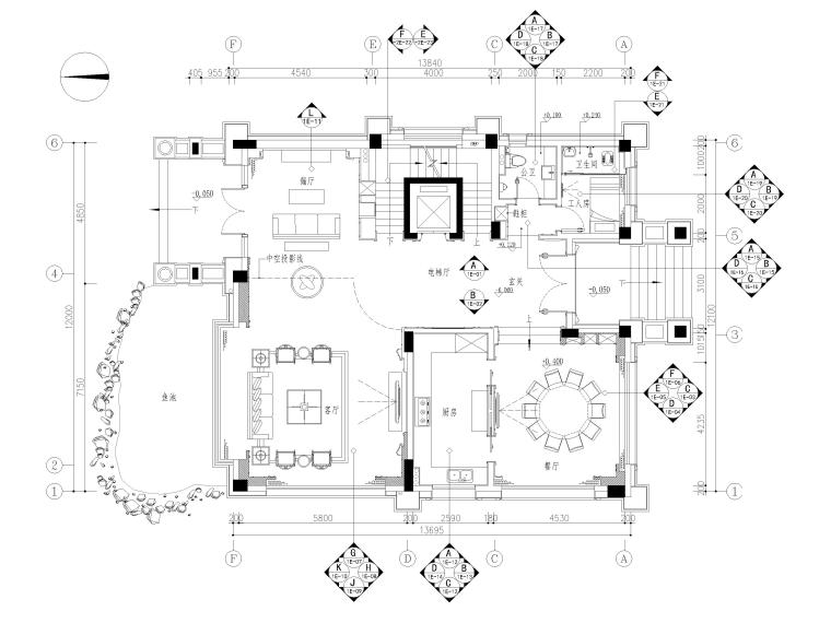 广东6层建筑图纸资料下载-[广东]847㎡现代四层四居室家装别墅施工图