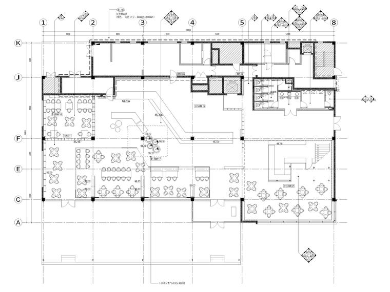 ​[苏州]五星度假酒店改扩建项目内装施工图-全日餐厅平面布置图