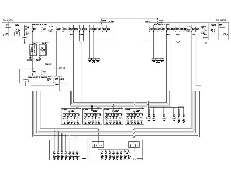 [重庆]数据中心动力楼供配电图纸-低压系统TR-CH1A1B主接线示意图