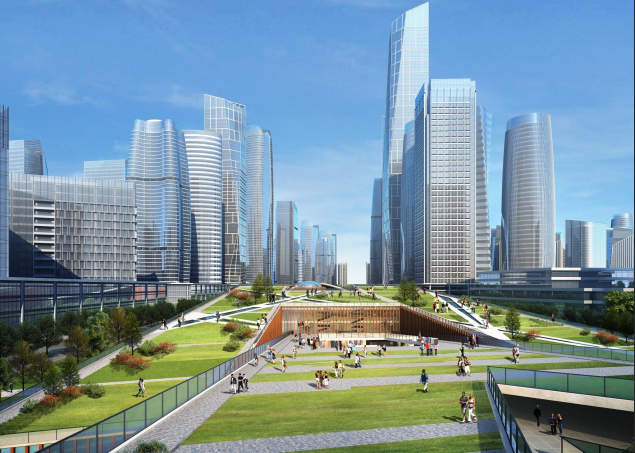 [浙江]温州滨江商务区中央绿轴景观设计-道路街区景观-筑龙园林景观论