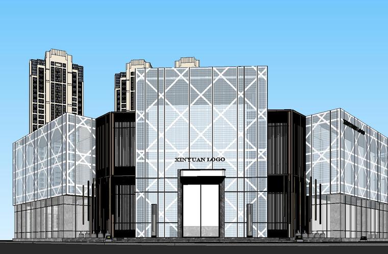 郑州绿地香颂示范区资料下载-郑州知名企业转角示范区建筑模型设计