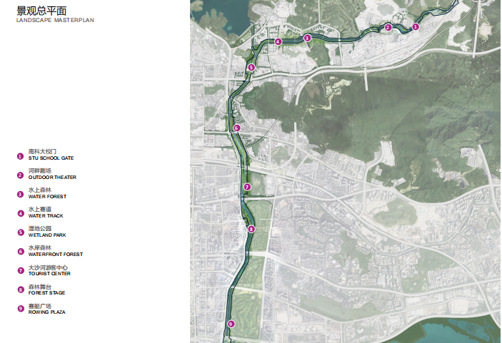 [广东]深圳河川整治与滨水景观设计改造-景观总平面图