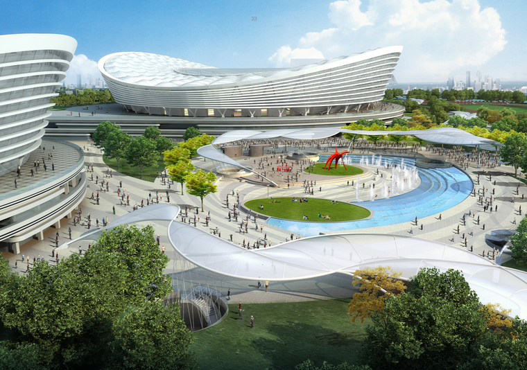 中心音乐水景广场效果图