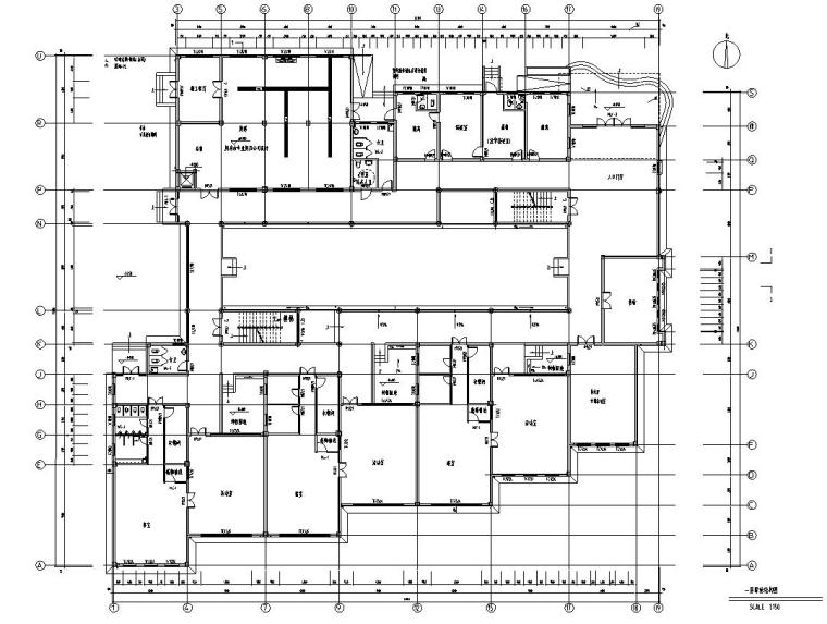  幼儿园室内装修施工图设计-一层原始结构图