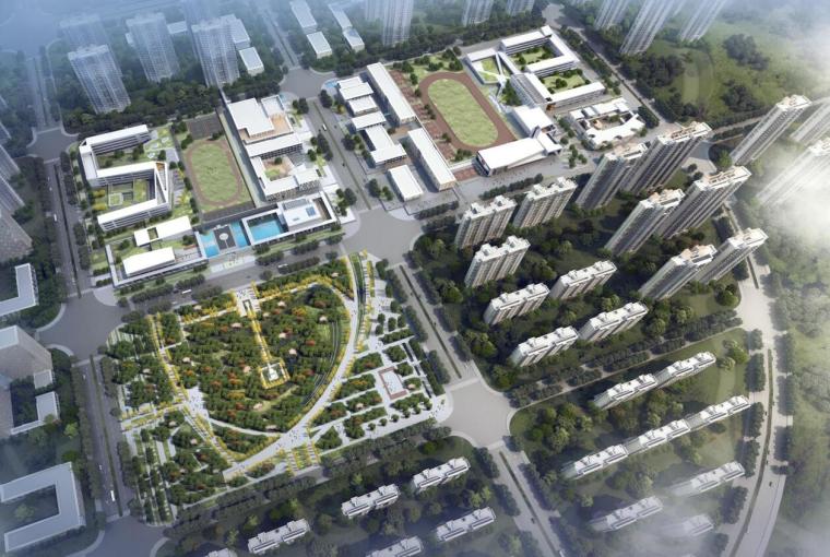 室外运动广场施工资料下载-[安徽]合肥现代风格中小学规划建筑方案