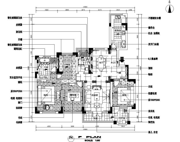 中式木格纹样图块资料下载-简欧艺术流派170㎡平层公寓施工图+效果图