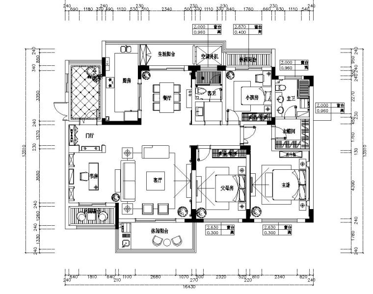 1室1厅平面资料下载-欧式风格4室2厅2卫住宅装修施工图+效果图