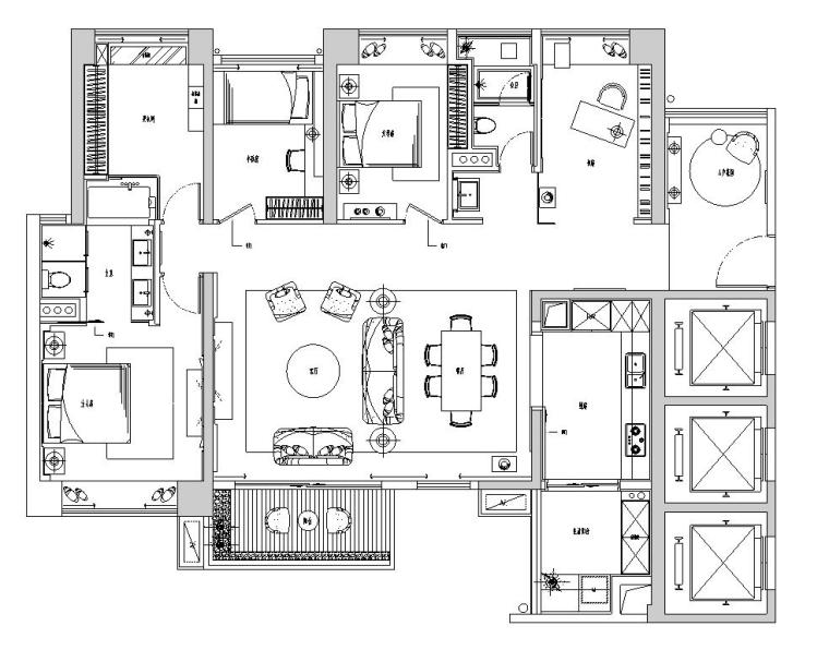 现代客厅效果图施工图资料下载-后现代风格住宅施工图+效果图设计