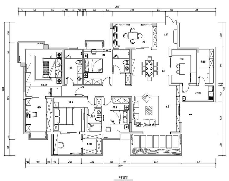 东南亚设计施工图资料下载-东南亚风格6居室住宅装修施工图设计