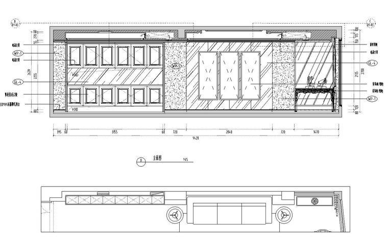 新中式风格163㎡住宅装修施工图+效果图-客厅立面图2