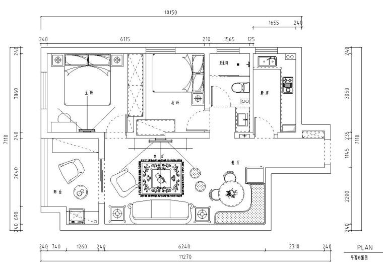 家装小户型图资料下载-田园风格2室1厅1卫小户型装修施工图设计