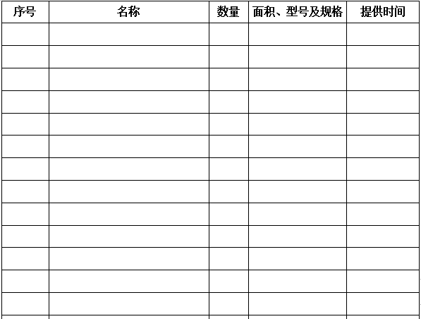 建设工程造价咨询合同示范文本-委托人提供房屋及设备一览表