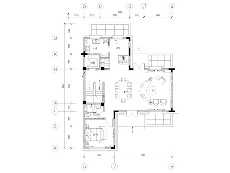 三层家装平面图布置图资料下载-[上海]523㎡三层四居简欧别墅样板间施工图