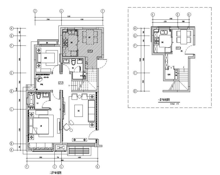 美式风格住宅装修资料下载-美式风格住宅样板间装修施工图设计