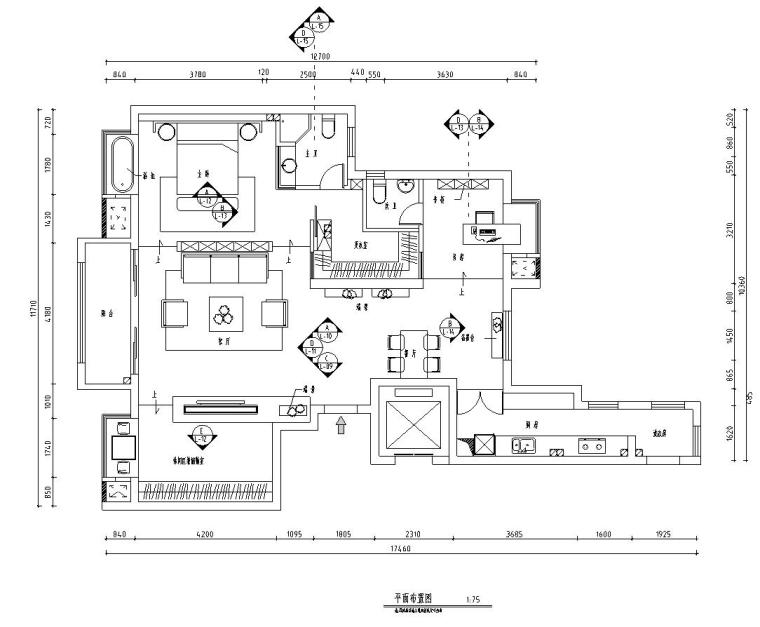 2000平结构施工图资料下载-北欧工业风平层住宅-三室两厅装修施工图