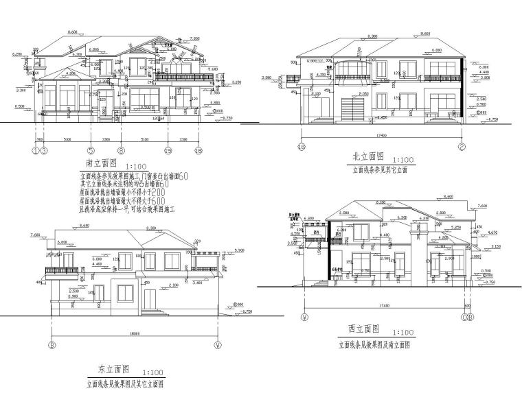 江苏砖混结构建筑施工图资料下载-二层别墅砖混结构施工图CAD含建筑图