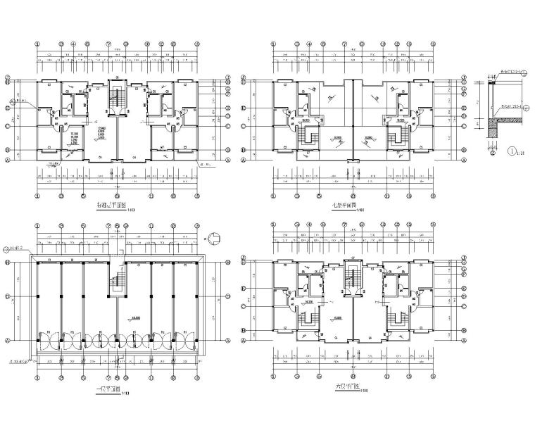 7层带底商住宅资料下载-某7层砖混结构住宅带底商结构施工图CAD