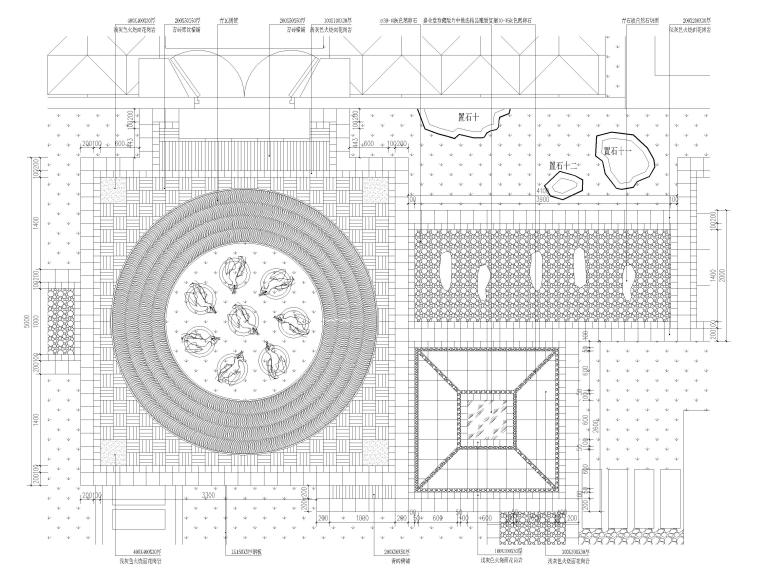 [浙江]南浔知名江南民宿酒店景观cad施工图-C区中心花园铺装平面图