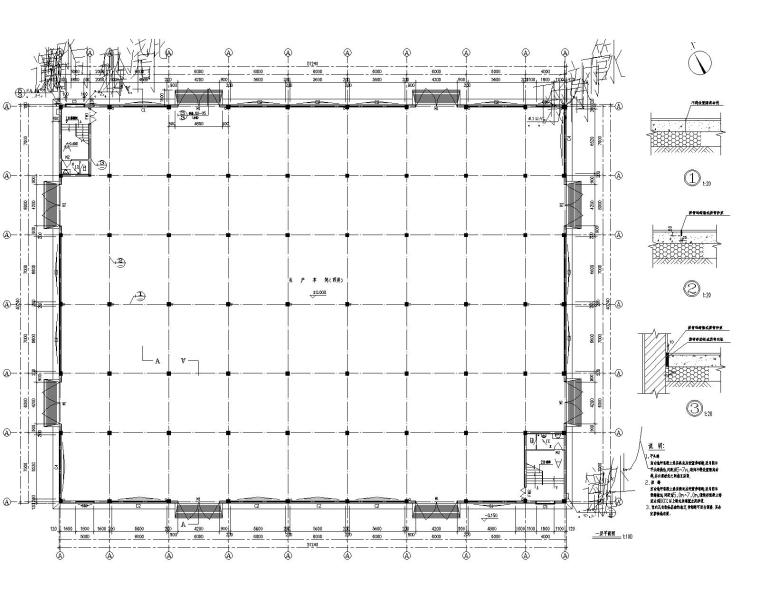 钢结构厂房42米跨施工图资料下载-两层混凝土框架钢屋面厂房施工图CAD