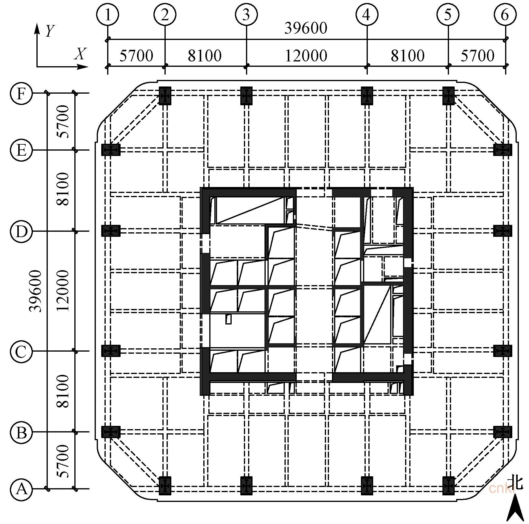 塔楼标准层结构平面布置图