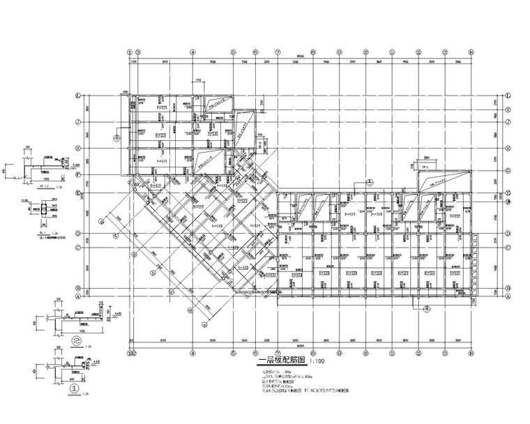 办公楼不规则建筑施工图资料下载-四层混凝土框架办公楼结构施工图CAD