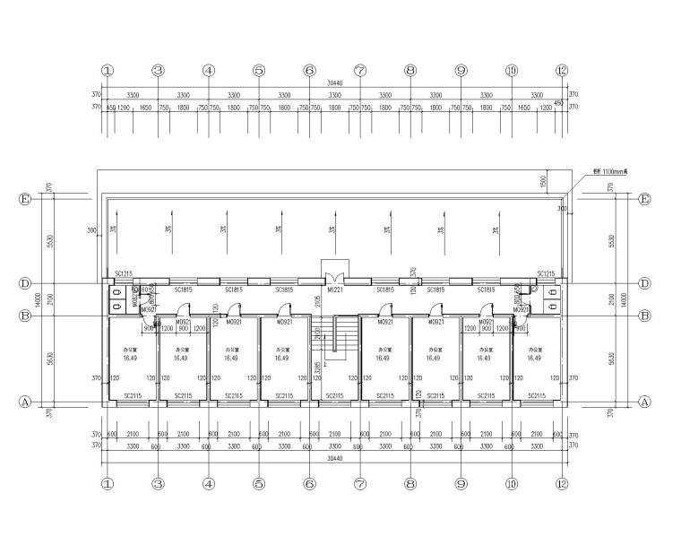 砖混结构屋面结构施工图资料下载-二层农村村委会办公楼砖混结构施工图CAD