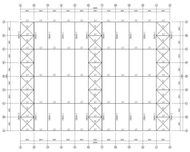 16米跨小桥cad图资料下载-16米四跨钢结构厂房施工图CAD含详细节点
