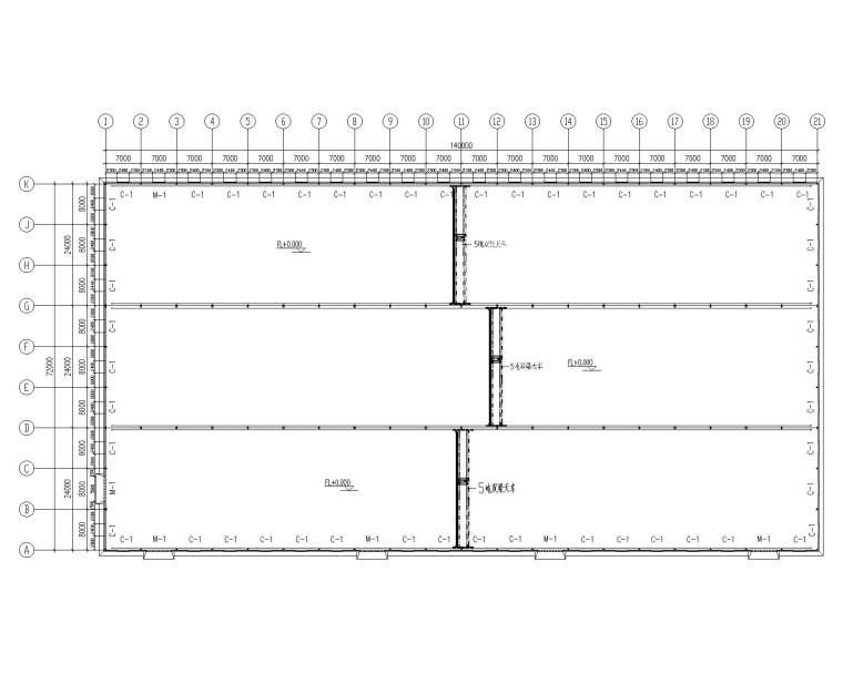 24米跨建筑结构资料下载-24米三跨钢结构厂房初设施工图CAD含建筑