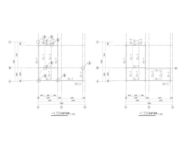 三层钢结构框架结构施工图资料下载-小型三层办公钢框架结构施工图CAD